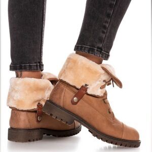 Roxy Women’s Bruna - Lace-Up Boots, Tan, Size 8.5, NO BOX‎